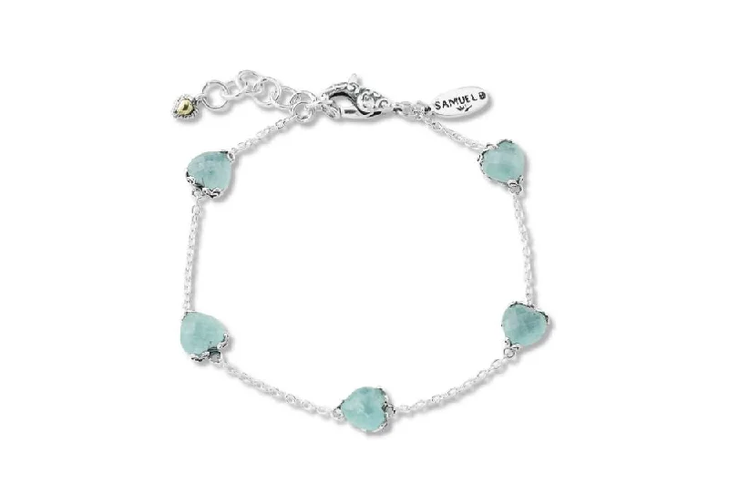 luxury bangle sets for women-Glow Heart Bracelet- Aquamarine