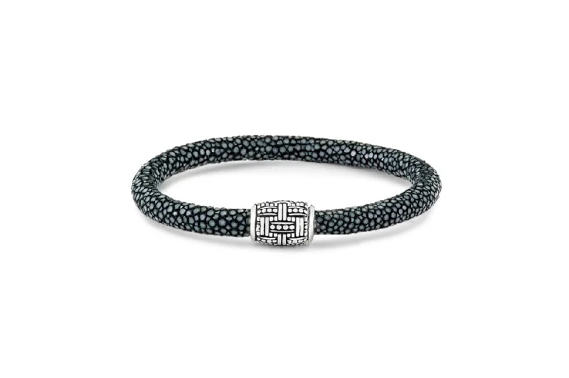 thin bangles for women-Lewotolo Bracelet- Black Stingray