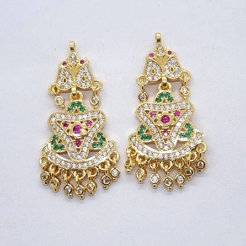 opal earrings for women-Raiyaraj Gold Plated American Diamond Micro Plating Pack of 3 Dangler Designer Earrings