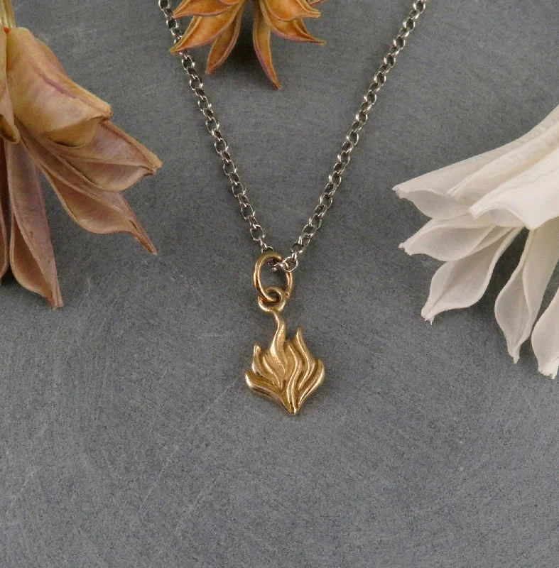 fine jewelry necklaces for women-Gold Flame Necklace