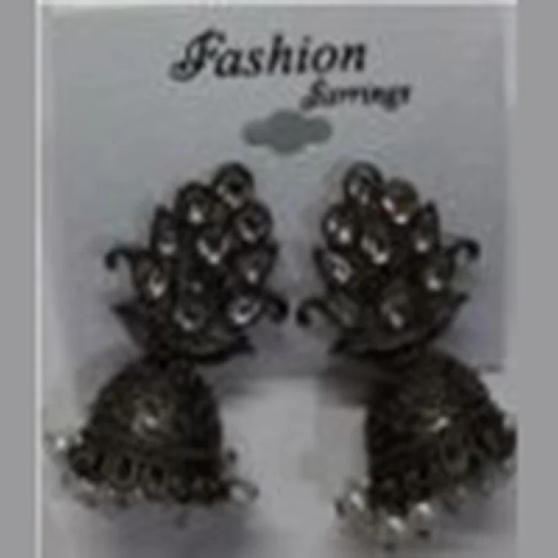 romantic earrings for women-Infinity Jewels Oxidised Plated Jhumki Earrings