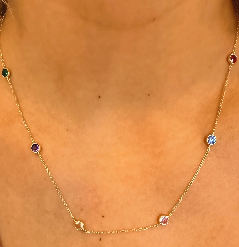 initial necklaces for women-Rainbow Gem Necklace