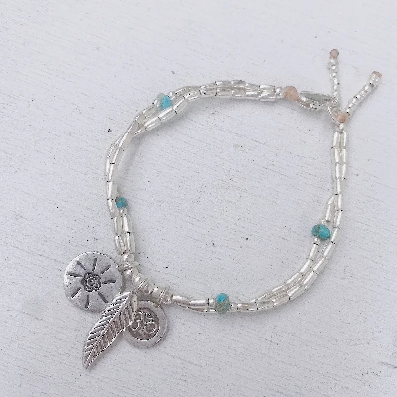 adjustable charm bangles for women-TURQUOISE ENLIGHTENMENT BRACELET