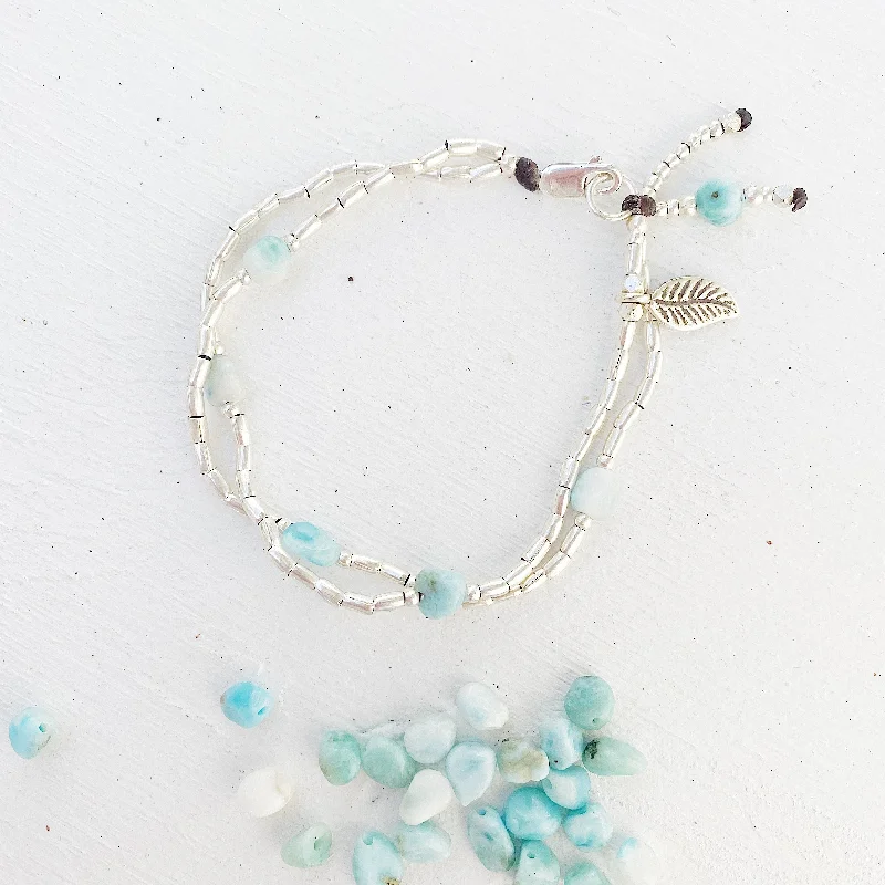 wedding bangle sets for women-FLOATING LARIMAR BRACELET