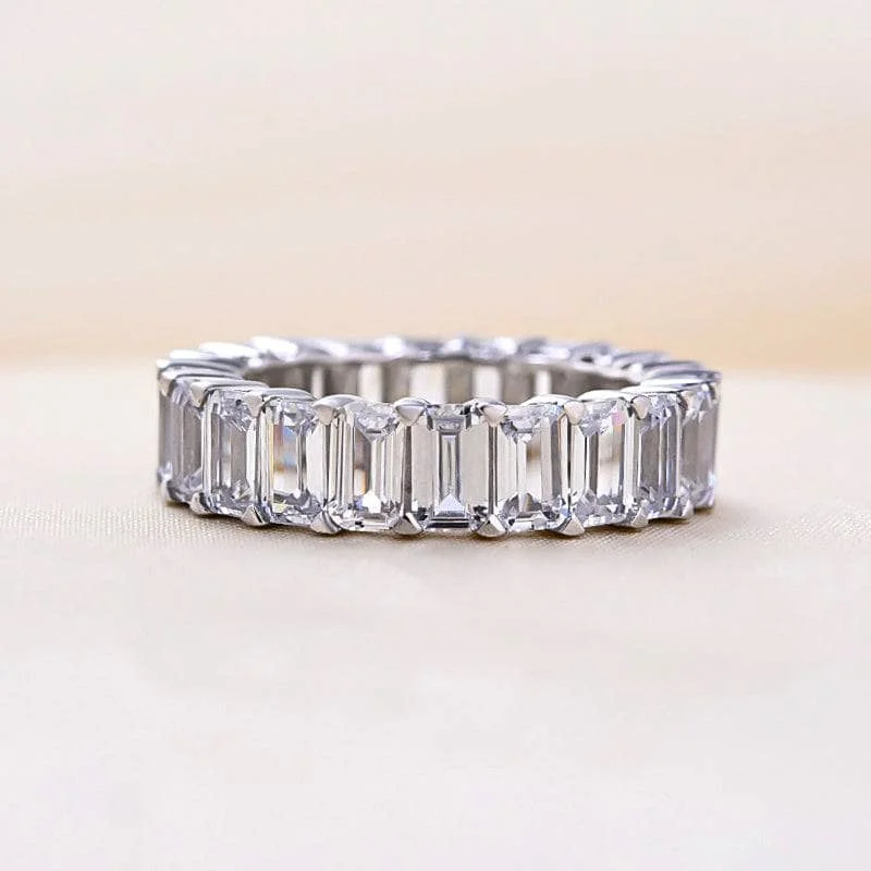 designer engagement rings-Eternity Emerald Cut Diamond Women's Wedding Band