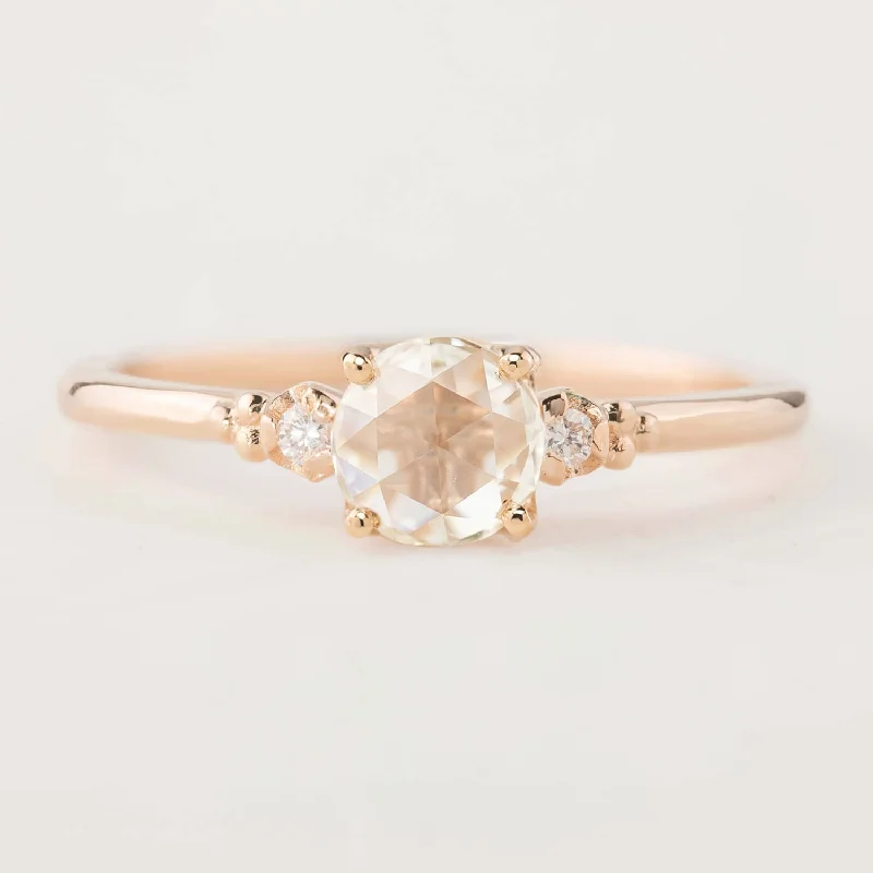 bridal engagement rings-Estel Ring, 0.45ct Rose Cut Diamond, 14k Rose Gold (One of a kind)