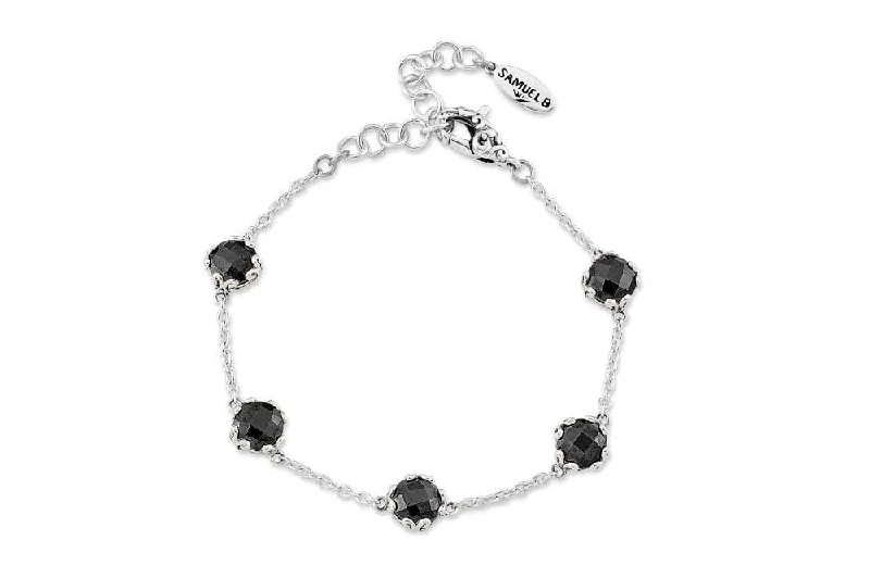 statement bangles for women-Glow Bracelet- Black Spinel