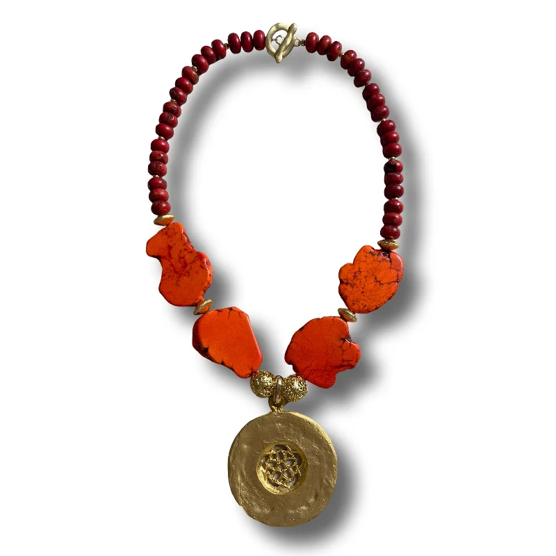 sparkly necklaces for women-Orange Coral Necklace