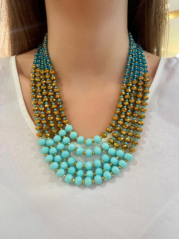 delicate chain necklaces for women-Gold & Turquoise Dior Statement Necklace