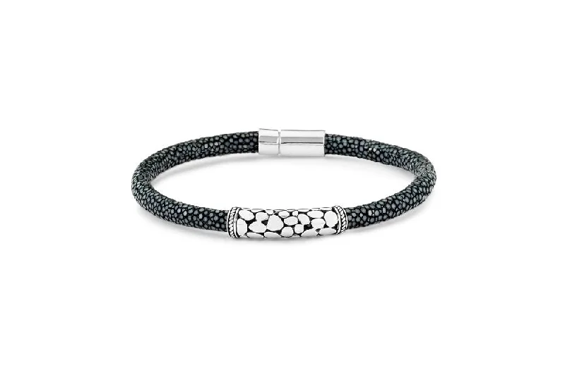 handmade silver bangles for women-Api Bracelet- Black Stingray