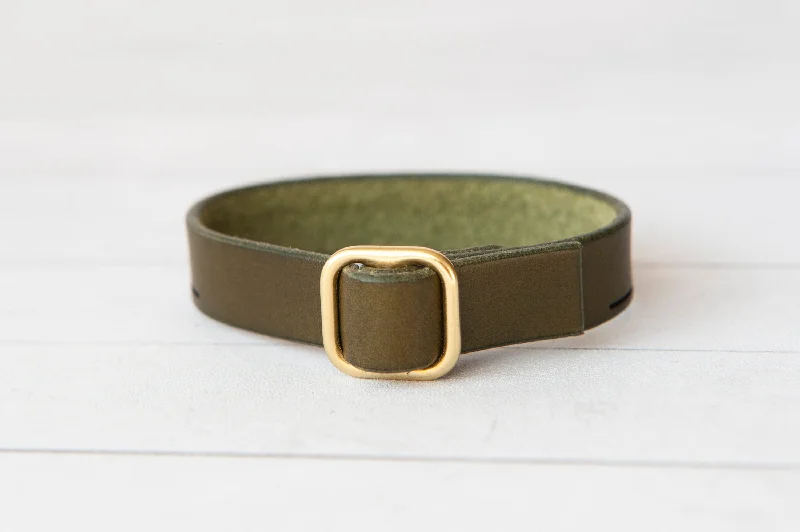 stylish silver bangles for women-Leather Bracelet Affirmations Personalized Gift - Positive Vibes - Customize Engraving - Olive Green + Brass - Mens Bracelet - Gift For Her