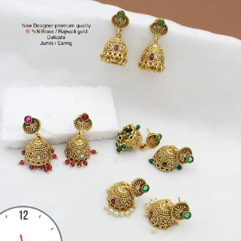 luxurious stud earrings for women-Manisha Jewellery Gold Plated Pota Stone Jhumki Earrings