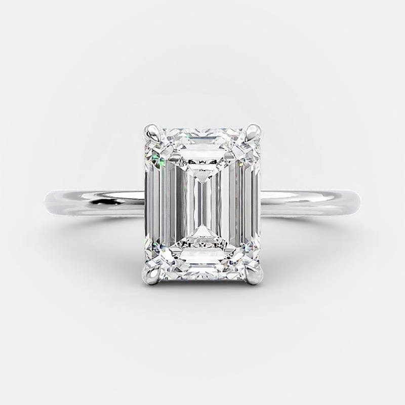 emerald and sapphire engagement rings-Classic Emerald Cut Solitaire Engagement Ring