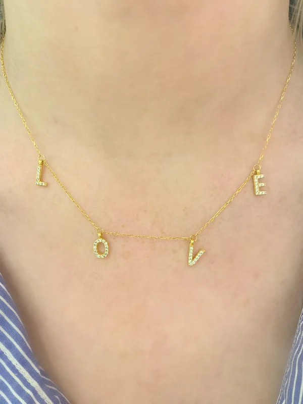 rose gold necklaces for women-L-O-V-E Necklace