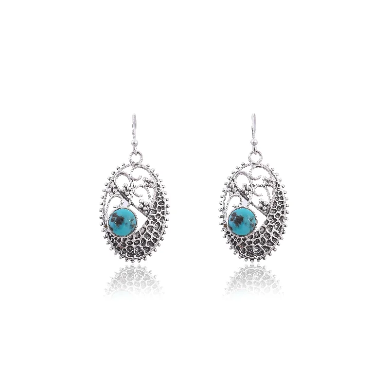 luxury diamond earrings for women-Silver Mountain 925 Turquoise Sterling Silver Earring