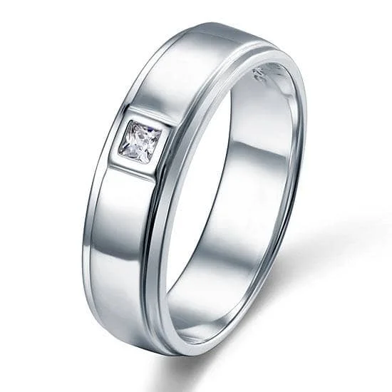 affordable solitaire engagement rings-Bezel Setting Men's Ring