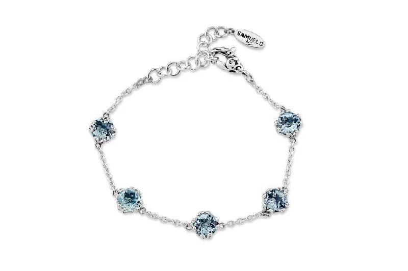 luxury crystal bangles for women-Glow Bracelet- Blue Topaz