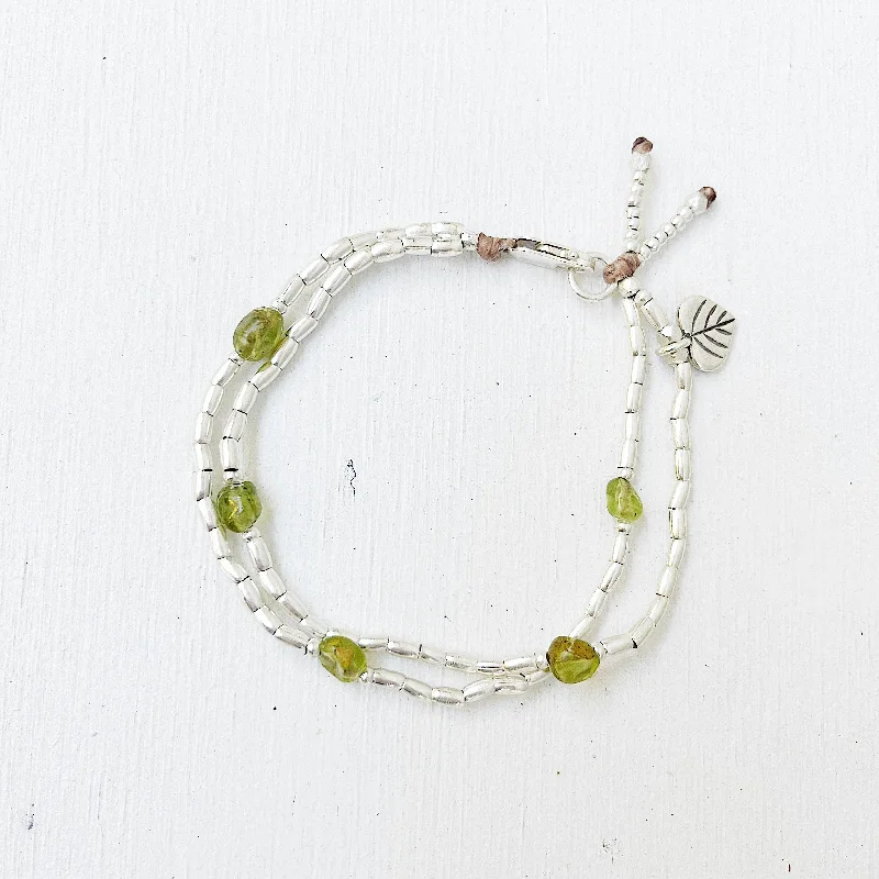 gold-plated bangles for women-Peridot Love Bracelet