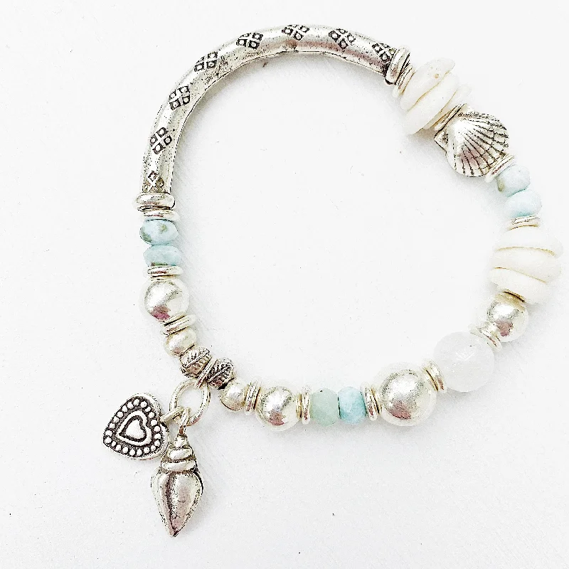 delicate bangle sets for women-LARIMAR ISLANDER GODDESS BRACELET