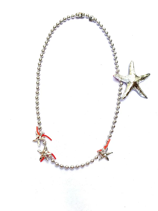 layered necklaces for women-Tra-La-Rá Sea Star Coral Long Necklace