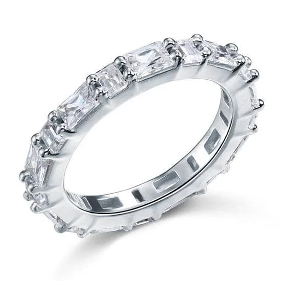 bridal diamond engagement rings-Emerald Cut Diamond Wedding Band