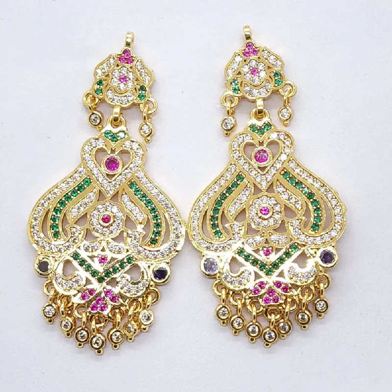 geometric earrings for women-Raiyaraj Gold Plated American Diamond Micro Plating Pack of 3 Dangler Designer Earrings