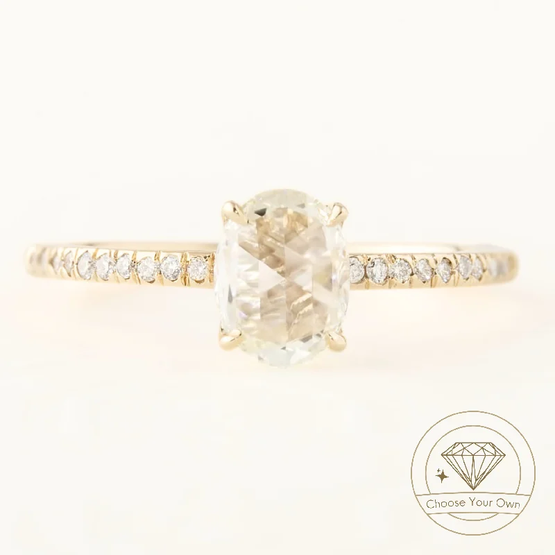 cushion engagement rings-Maria Ring, Oval Rose Cut Diamond