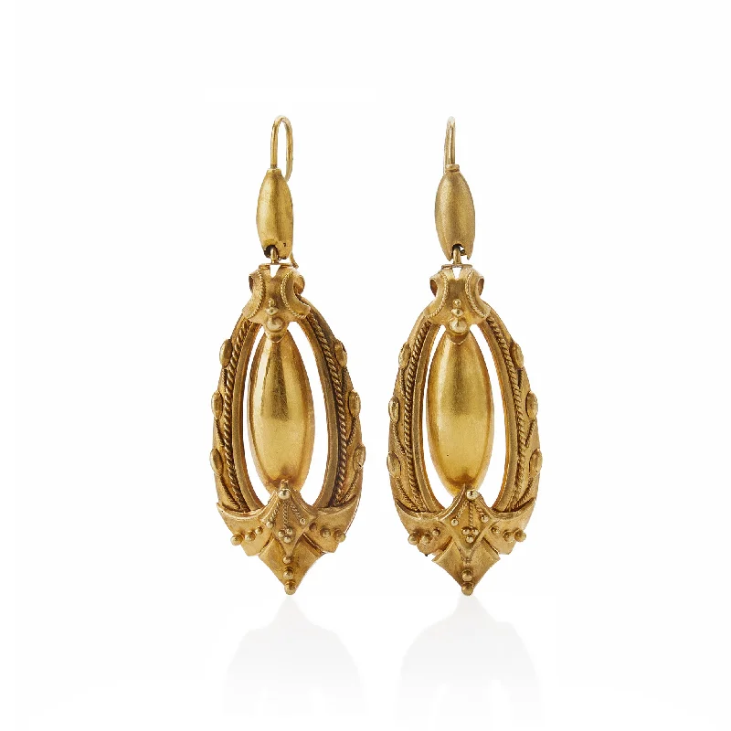 gemstone drop earrings for women-Victorian 15K Gold Pendant Pendant Earrings