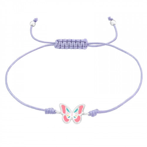 exquisite bangles for women-Children's Silver Colourful Butterfly Adjustable Corded Bracelet