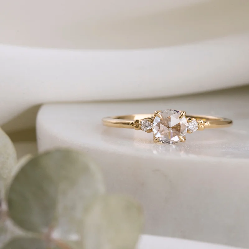 vintage-inspired engagement rings-Estel Ring, 0.45ct Rose Cut Diamond, 14k Yellow Gold (One of a kind)