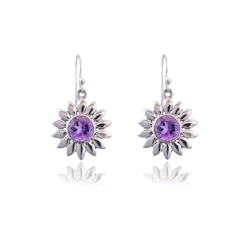 bridal earrings for women-Silver Mountain Amethyst Sterling silver earring