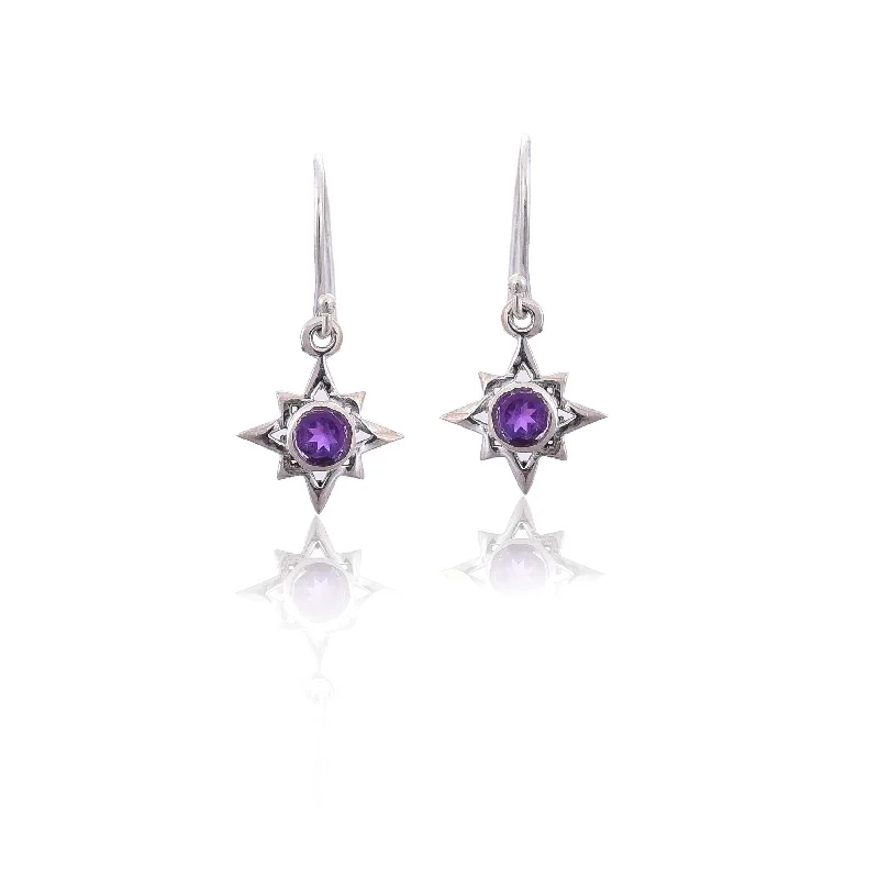 sophisticated gold earrings for women-Silver Mountain 925 Silver Amethyst hook Earring