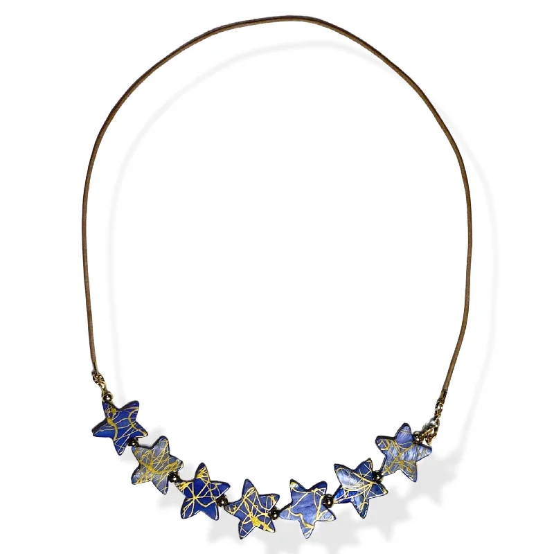 artistic necklaces for women-Golden Blue Star Necklace