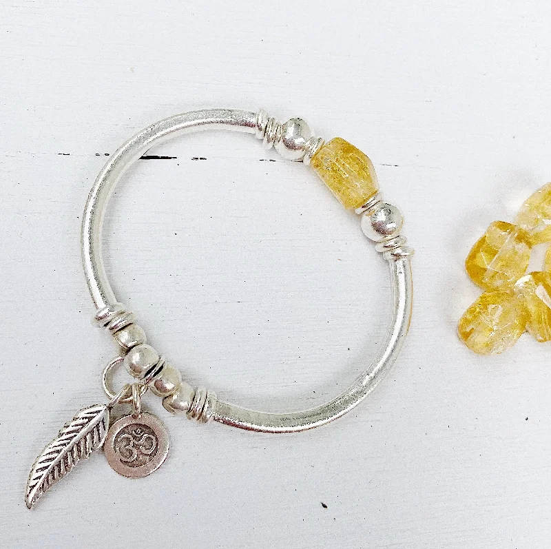 adjustable charm bangles for women-CITRINE GEMSTONE BRACELET