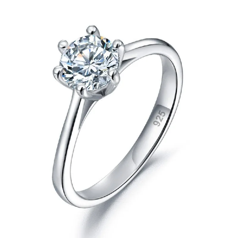 high-end engagement rings-Created Diamond 1 Carat Engagement Ring Classic 6 Claws