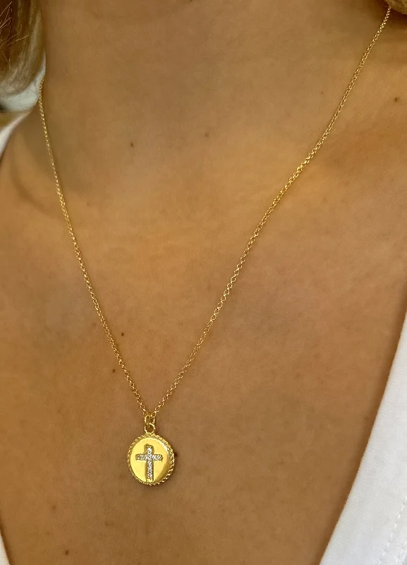 friendship necklaces for women-Mini Cross Token Necklace