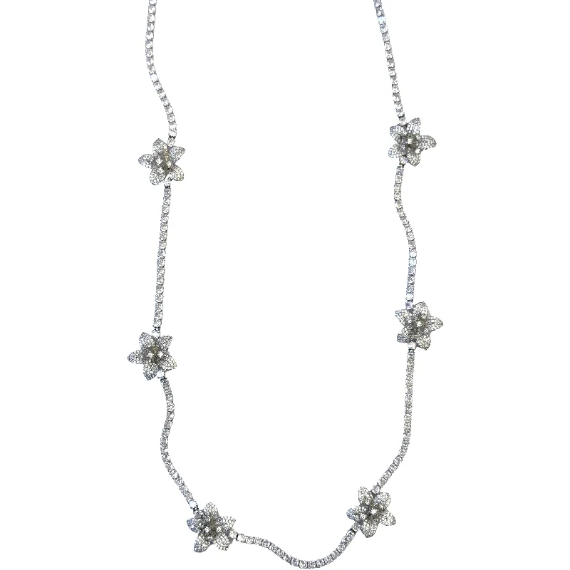 chic chain necklaces for women-San Remo Long Flower Necklace