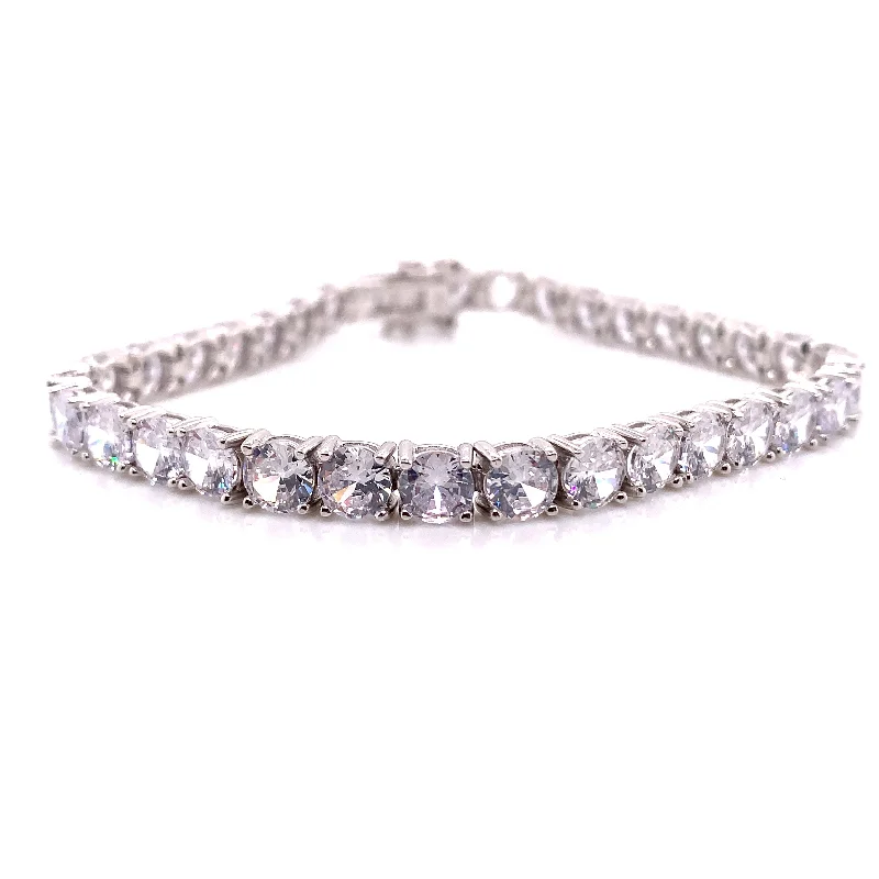 silver cuff bangles for women-Sterling Silver 5mm CZ Tennis Bracelet