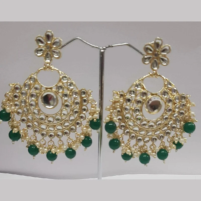 vintage diamond earrings for women-Shreeji Kundan Stone Gold Plated Dangler Earrings - ShreejiEar28