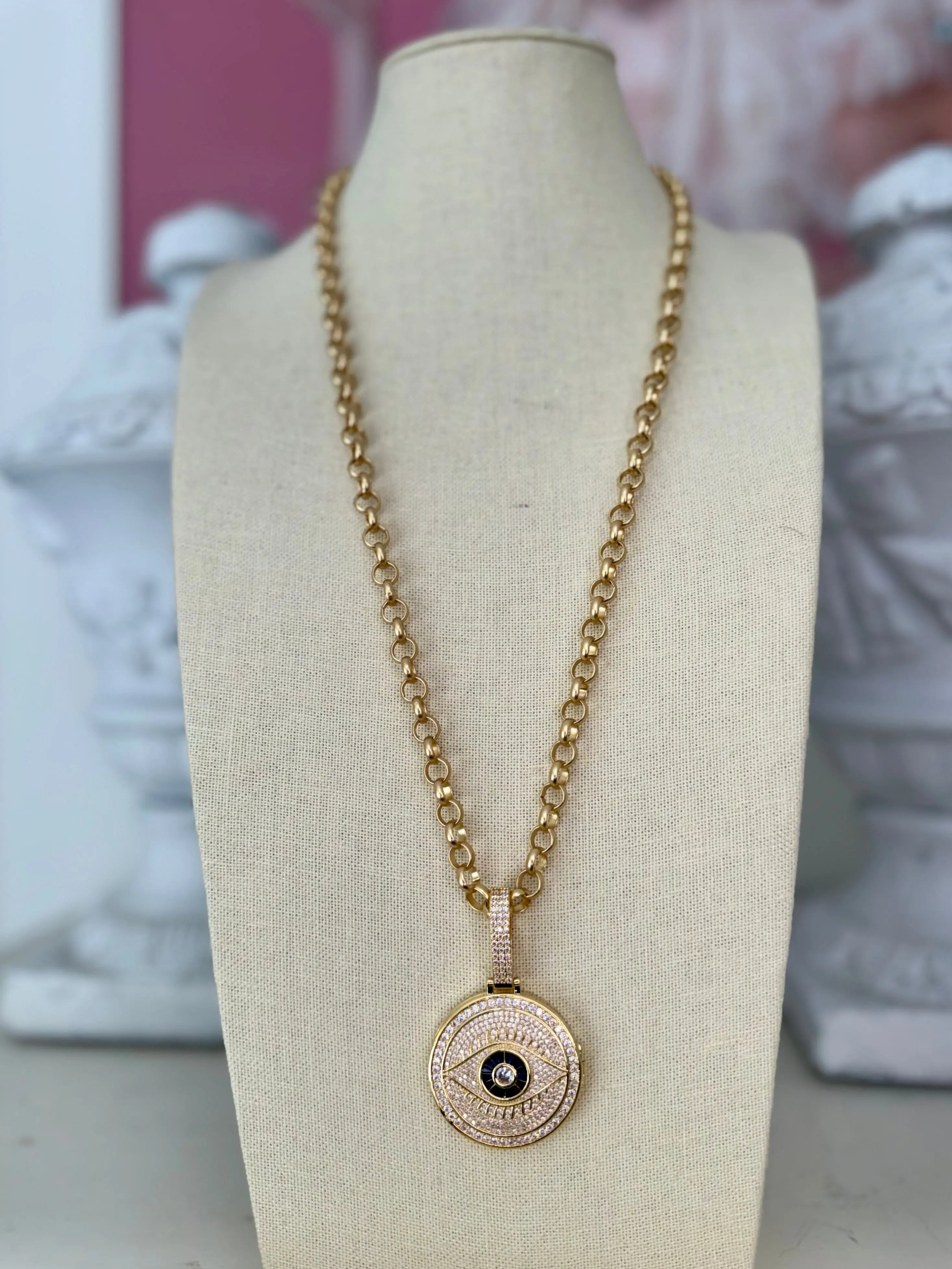 chic chain necklaces for women-Evil Eye Protection Necklace - Gold