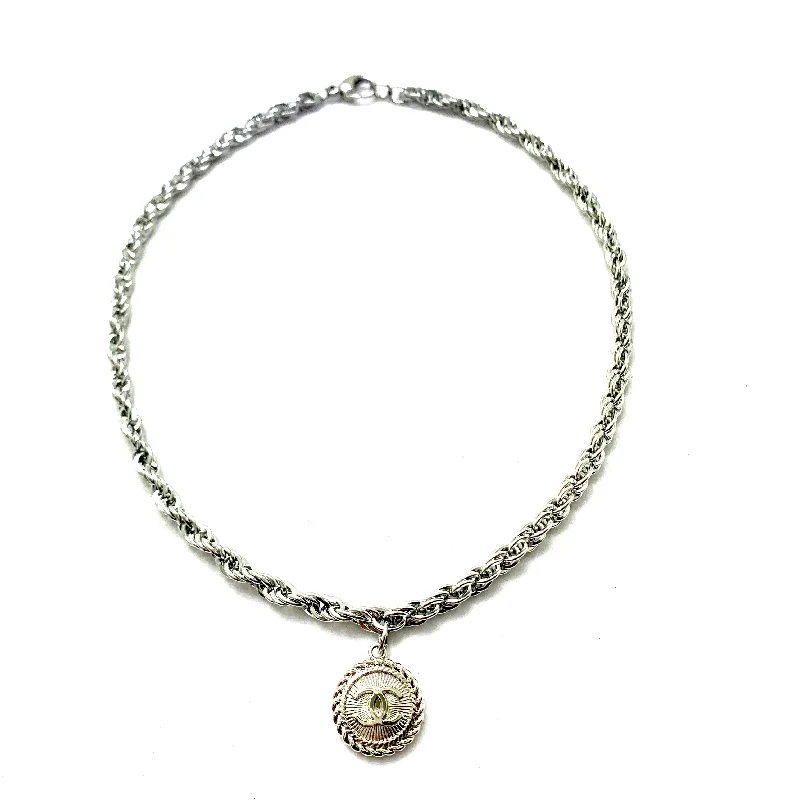 friendship necklaces for women-Vintage CC Silver Medal Re-Worked Necklace