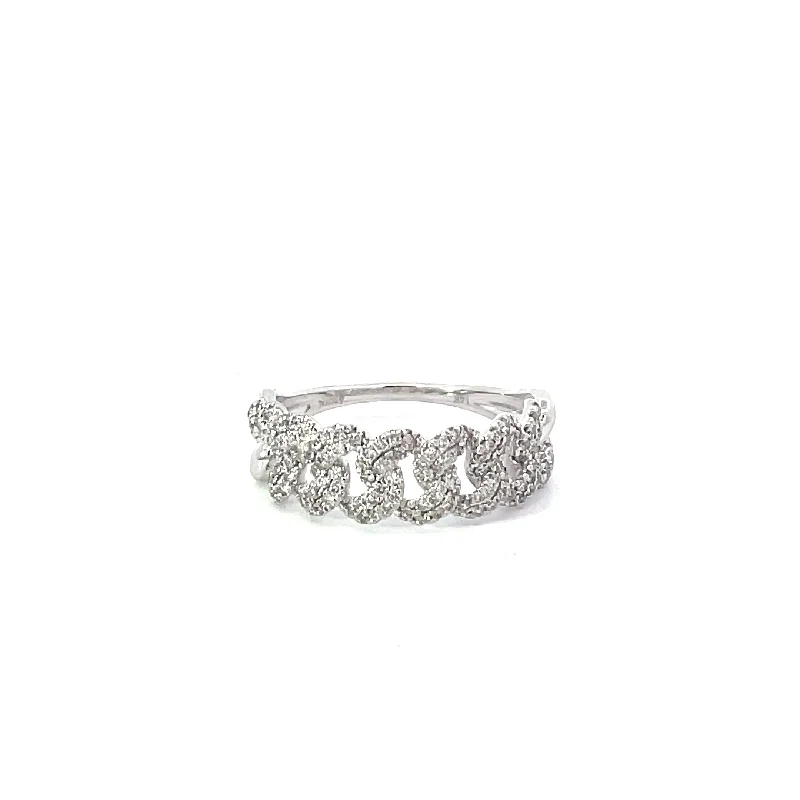 luxury engagement rings-White Gold Diamond Chain Ring