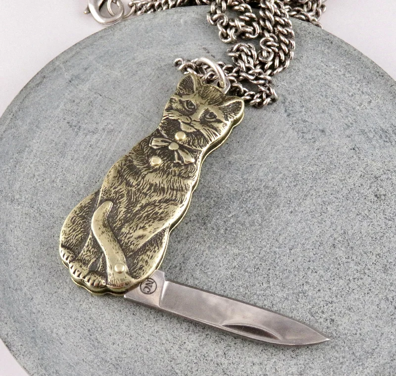 luxurious silver necklaces for women-Cat Knife Necklace