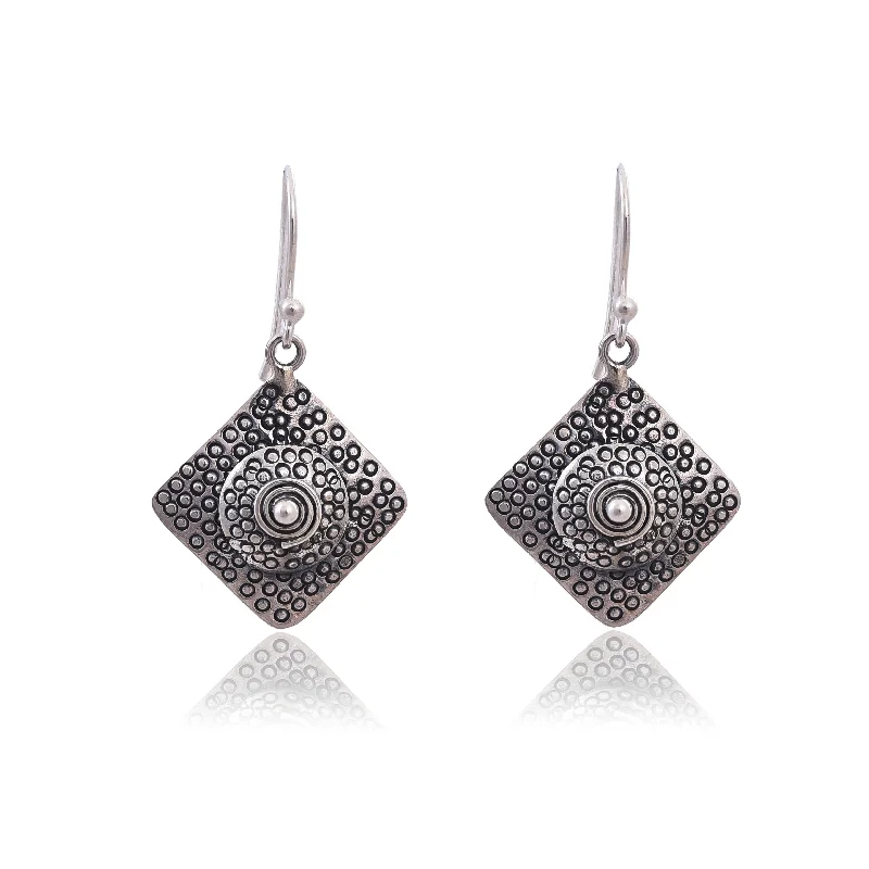 minimalistic earrings for women-Silver Mountain Sterling Silver oxidised Earring