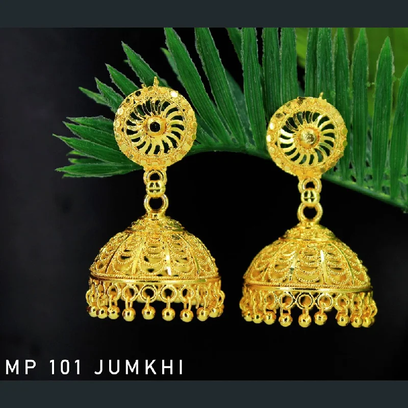 vintage diamond earrings for women-Mahavir Forming Gold Plated Jhumki Earrings  - MP 101 Jumkhi