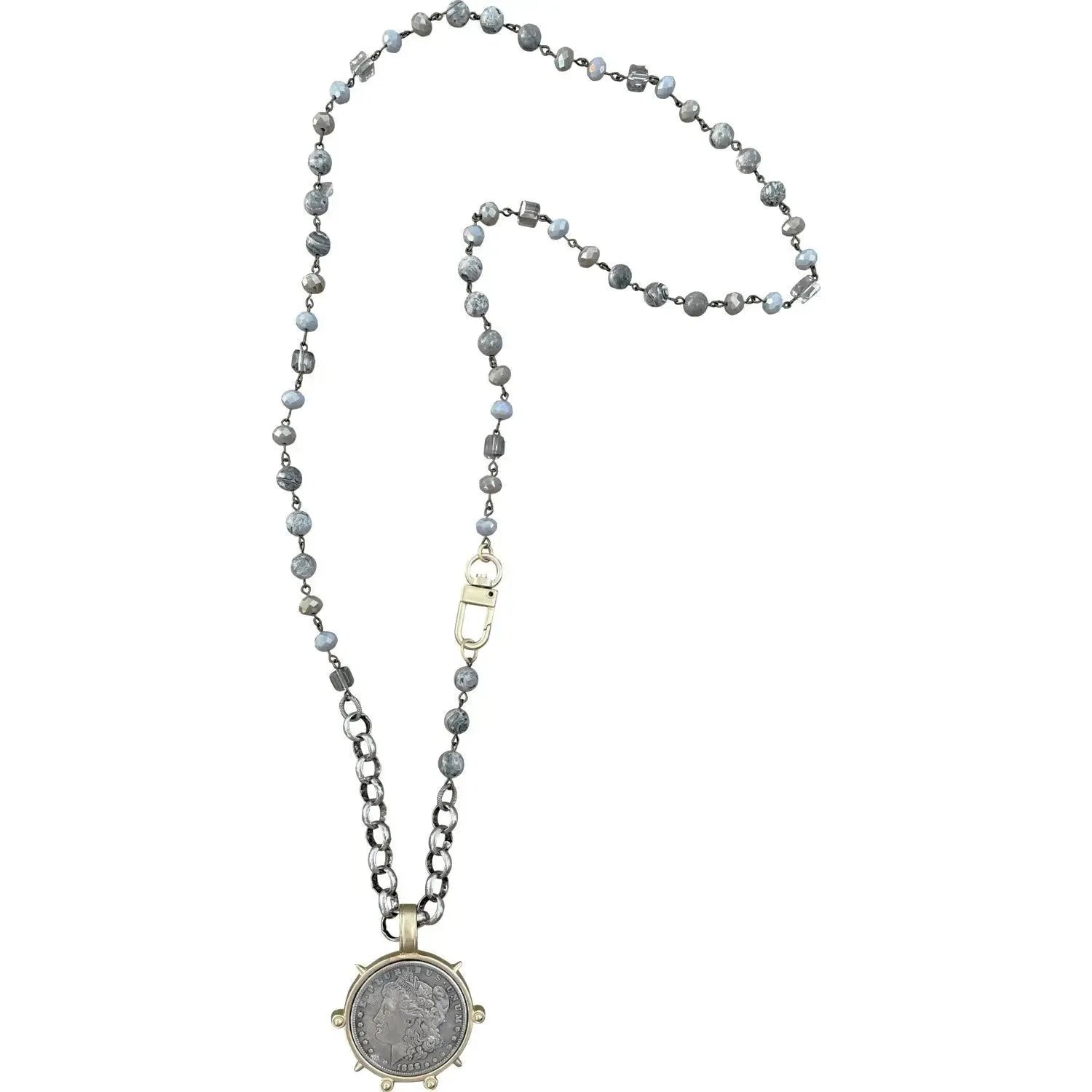 beaded pendant necklaces for women-Equestrian Grey Jasper Necklace