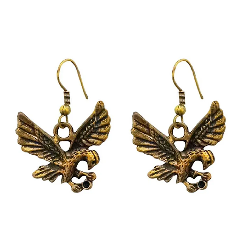 diamond drop earrings for women-Kriaa Antique Gold Plated Bird Dangler Earrings