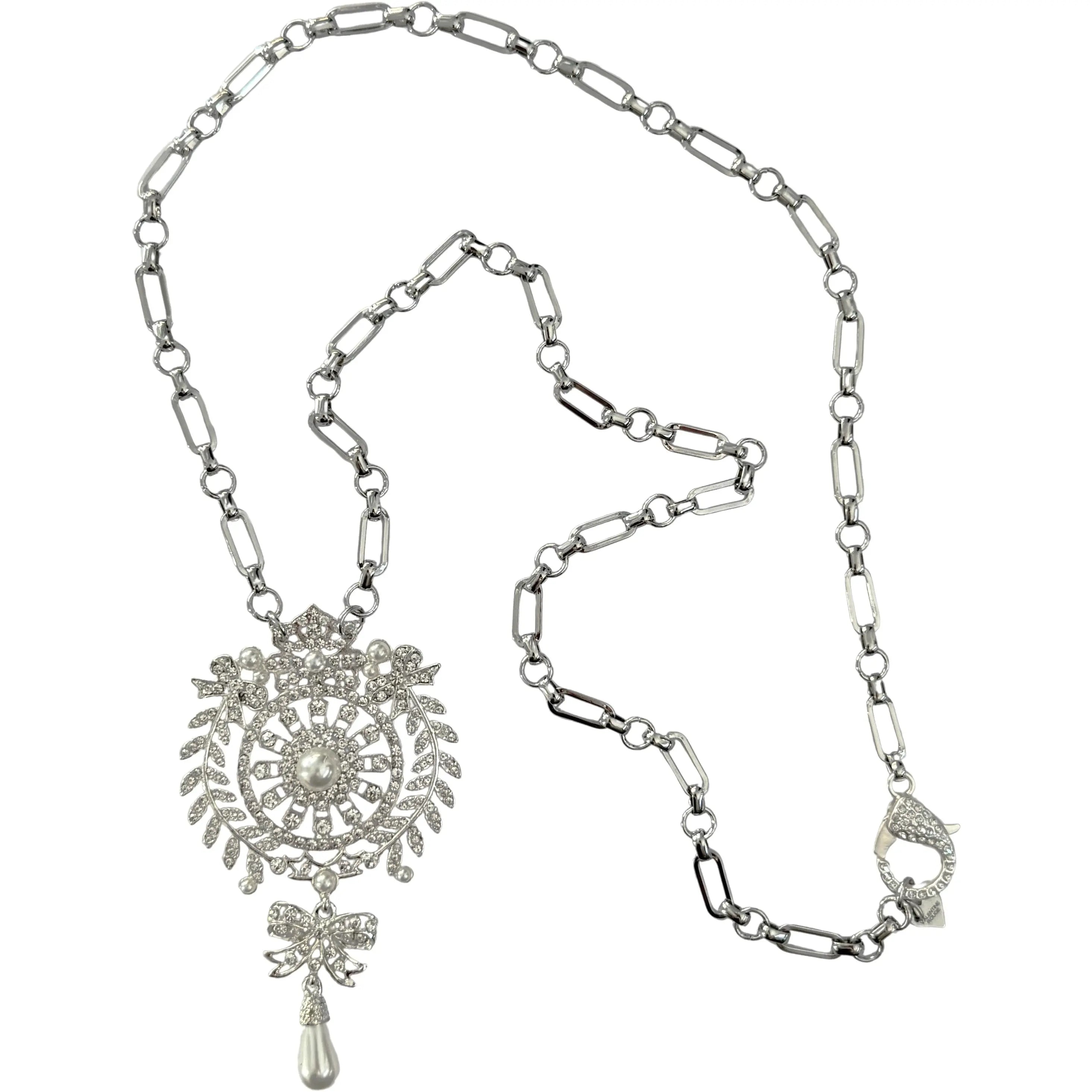 bohemian necklaces for women-Venezia Long Necklace - Silver