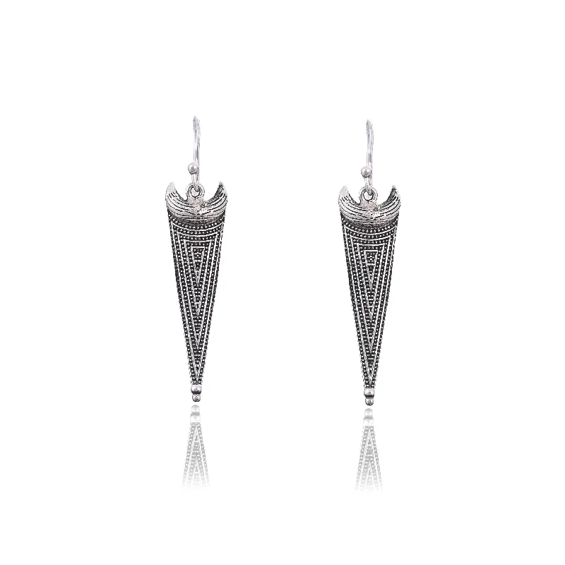 geometric earrings for women-Silver Mountain Sterling Silver oxidised Earring