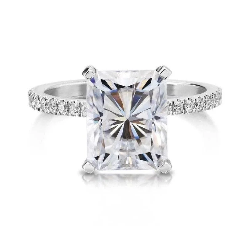 bridal engagement rings-Created Diamond 2.0CT-5.5CT Sparkly Cushion Cut Ring